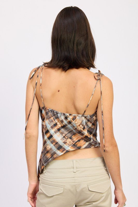 ASYMMETRICAL COWL NECK CAMI TOP - Bratty Luxe