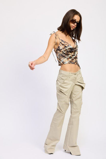 ASYMMETRICAL COWL NECK CAMI TOP - Bratty Luxe