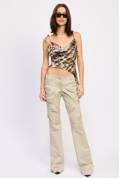 ASYMMETRICAL COWL NECK CAMI TOP - Bratty Luxe