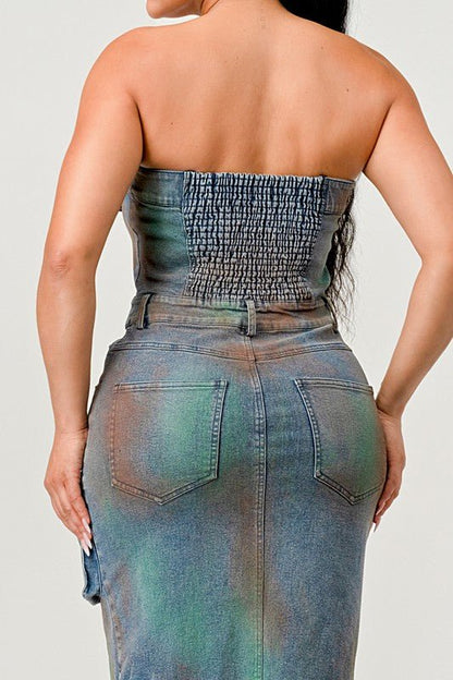 ATHINA VINTAGE HAND WASHED BUTTON UP SLIT DRESS - Bratty Luxe