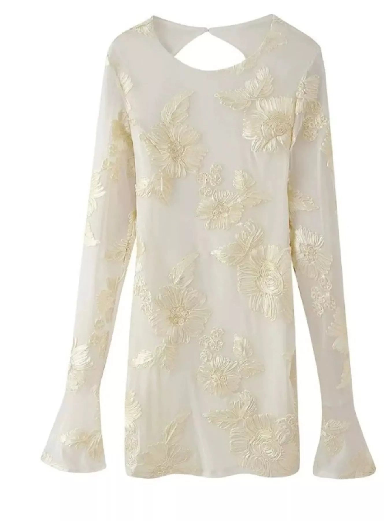 Backless Floral Flounce Sleeve Dress - Bratty Luxe