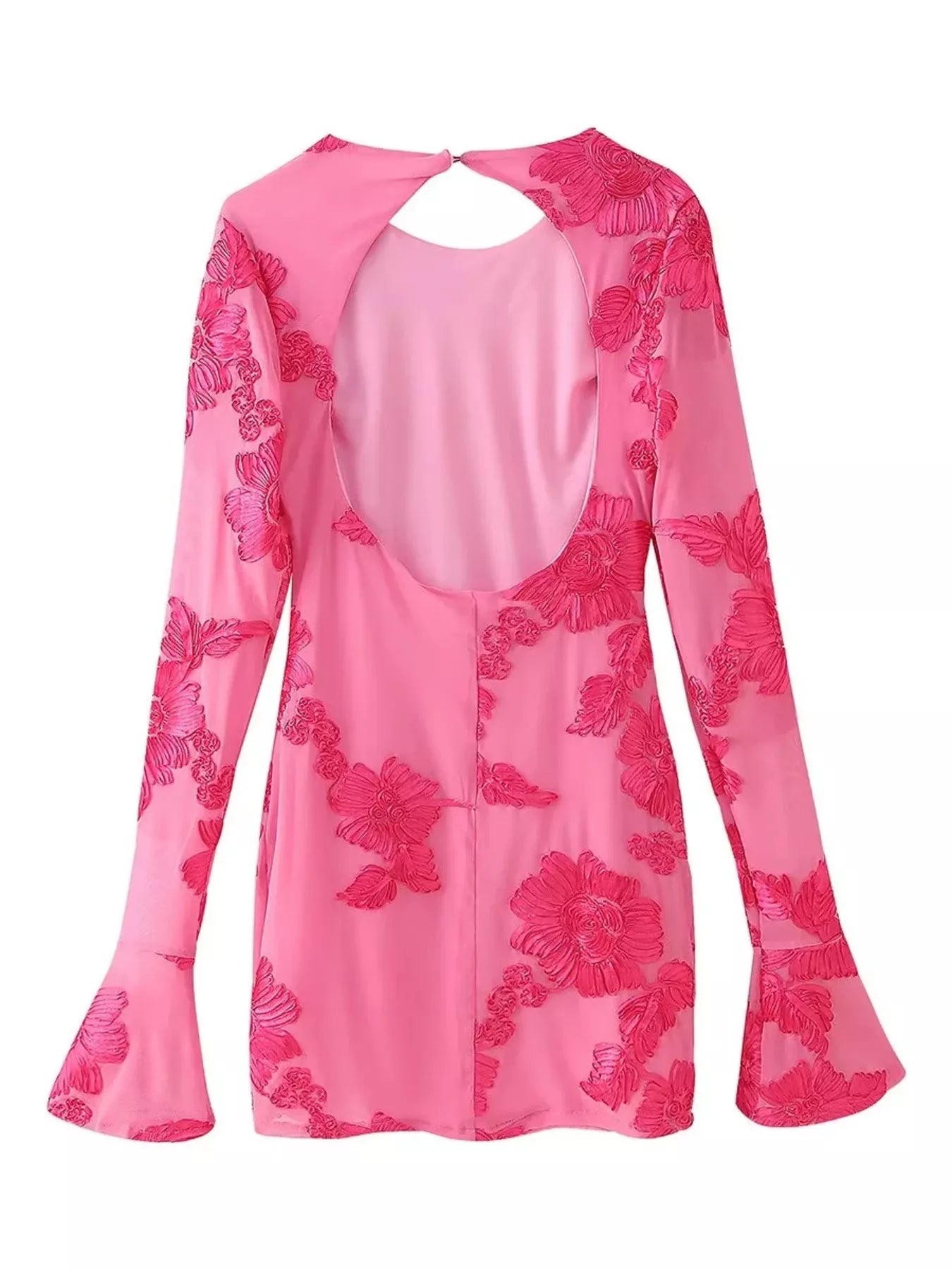 Backless Floral Flounce Sleeve Dress - Bratty Luxe