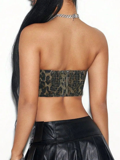 Bow Trim Leopard Tube Top - Bratty Luxe