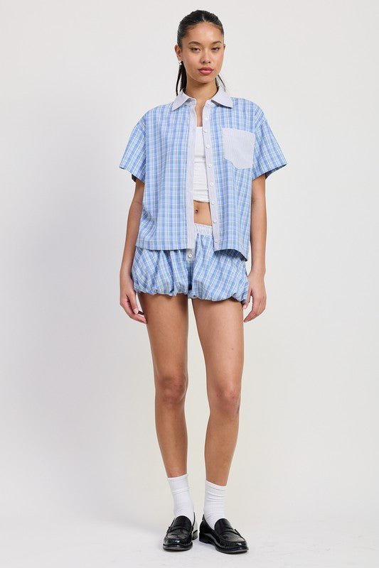 BUBBLE HEM SHORTS WITH ELASTIC WAIST - Bratty Luxe