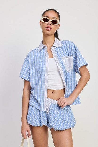 BUBBLE HEM SHORTS WITH ELASTIC WAIST - Bratty Luxe