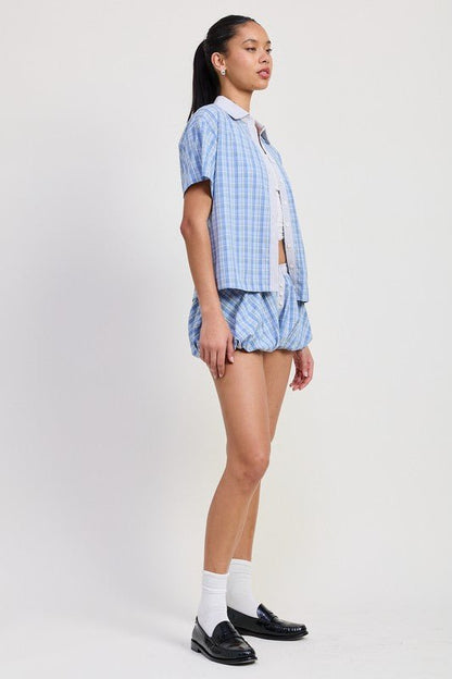 BUBBLE HEM SHORTS WITH ELASTIC WAIST - Bratty Luxe