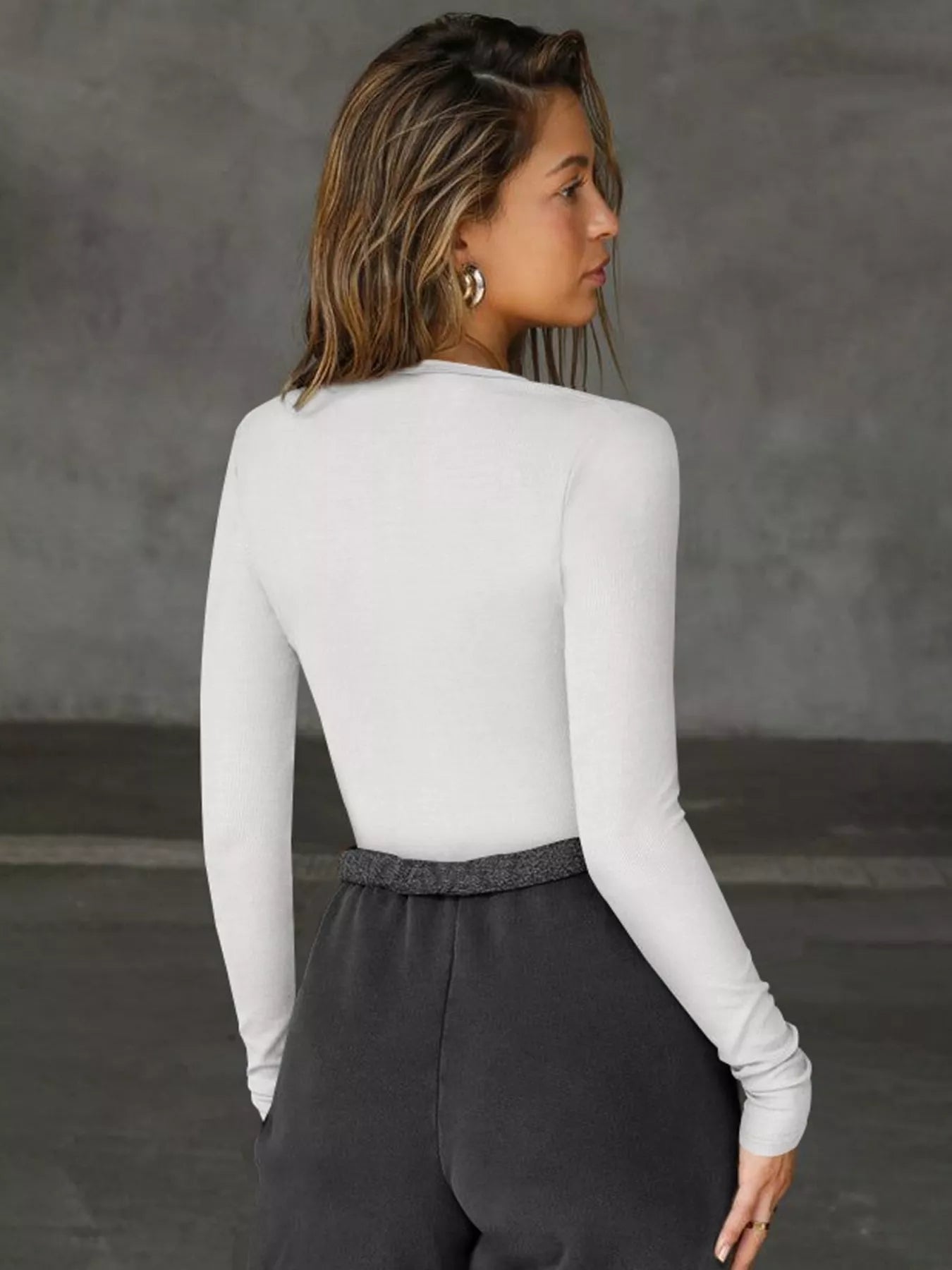 Deep V - Neck Long Sleeve Top - Bratty Luxe