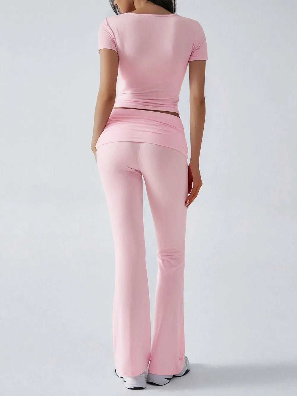 Devine Short Sleeve Top and Bootcut Legging Set - Bratty Luxe