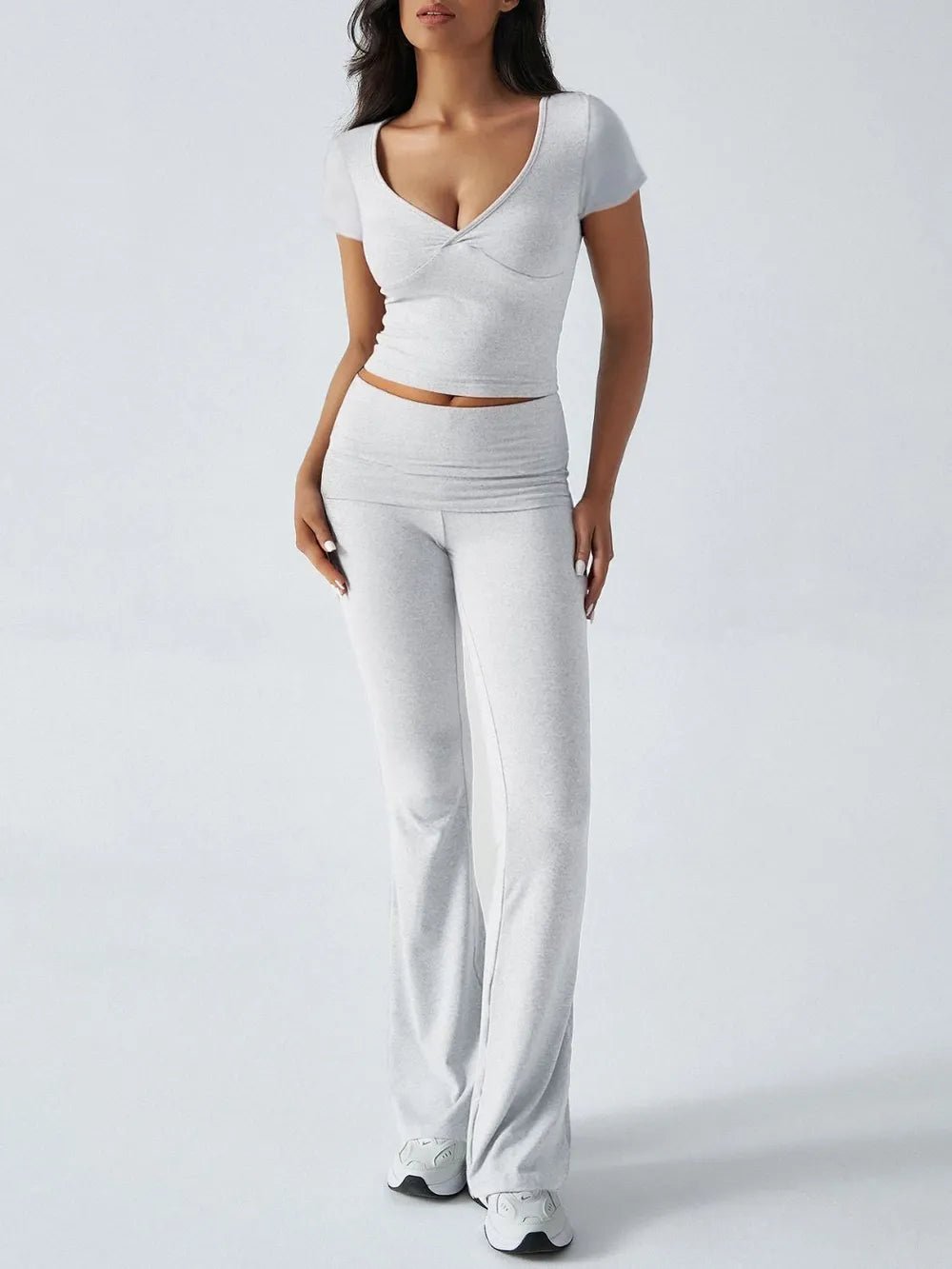 Devine Short Sleeve Top and Bootcut Legging Set - Bratty Luxe