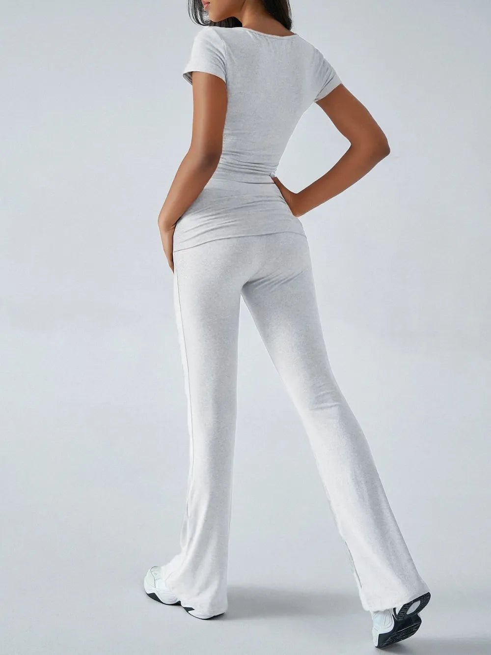 Devine Short Sleeve Top and Bootcut Legging Set - Bratty Luxe