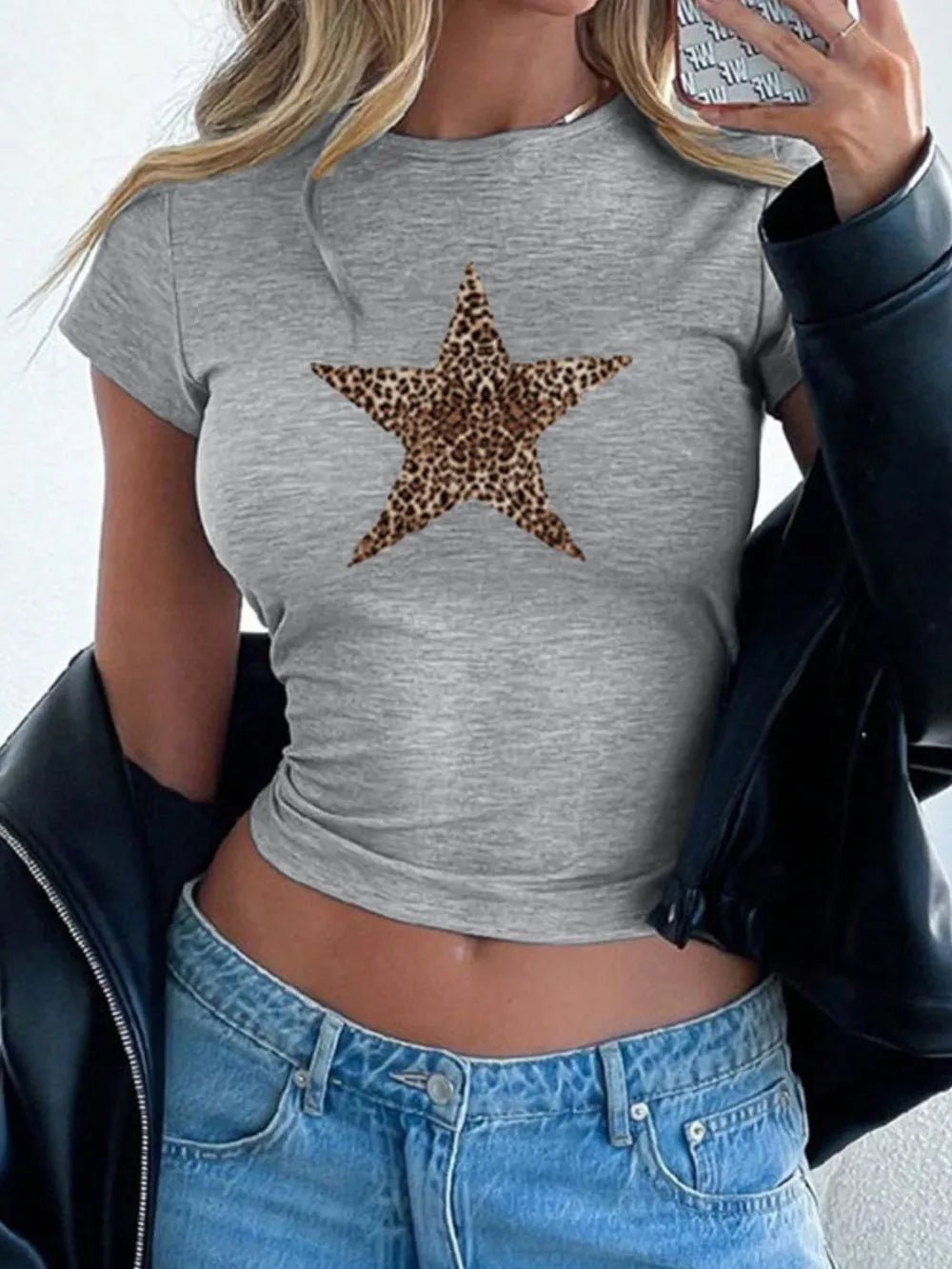 Devine Star Round Neck Short Sleeve T-Shirt - Bratty Luxe