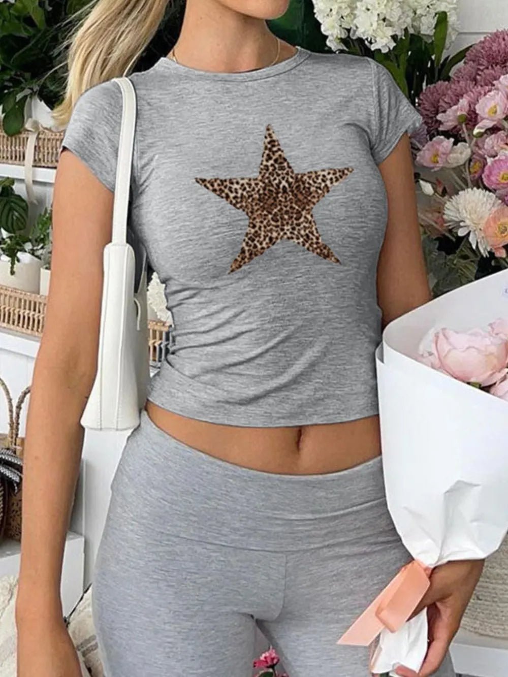 Devine Star Round Neck Short Sleeve T-Shirt - Bratty Luxe