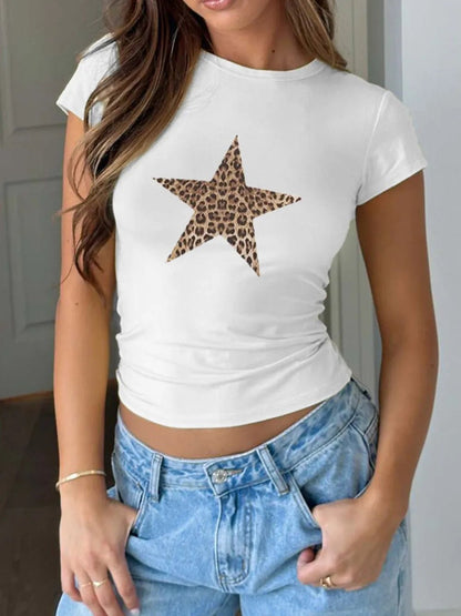 Devine Star Round Neck Short Sleeve T-Shirt - Bratty Luxe