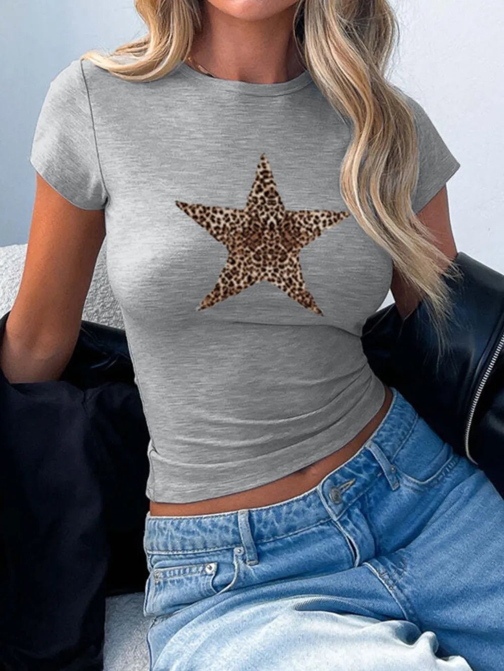 Devine Star Round Neck Short Sleeve T-Shirt - Bratty Luxe