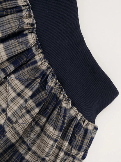 Drawstring Plaid Skort - Bratty Luxe