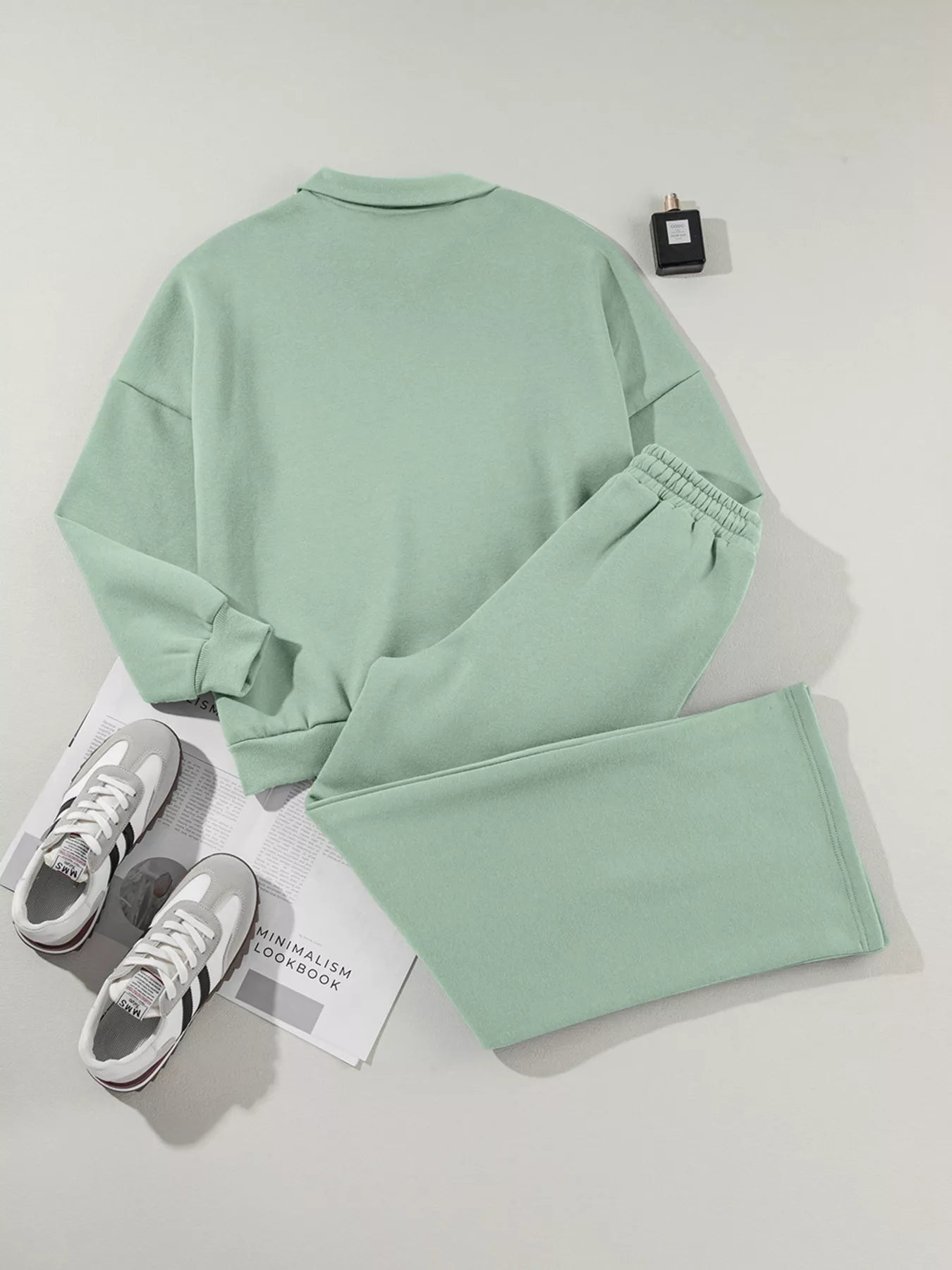 Drop Shoulder Zip Up Jacket and Drawstring Pants Active 2pcs Set - Bratty Luxe