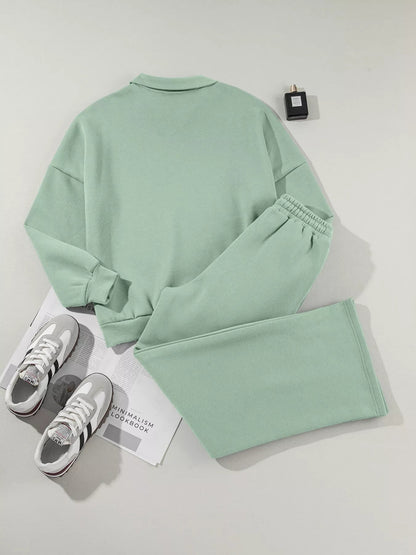 Drop Shoulder Zip Up Jacket and Drawstring Pants Active 2pcs Set - Bratty Luxe