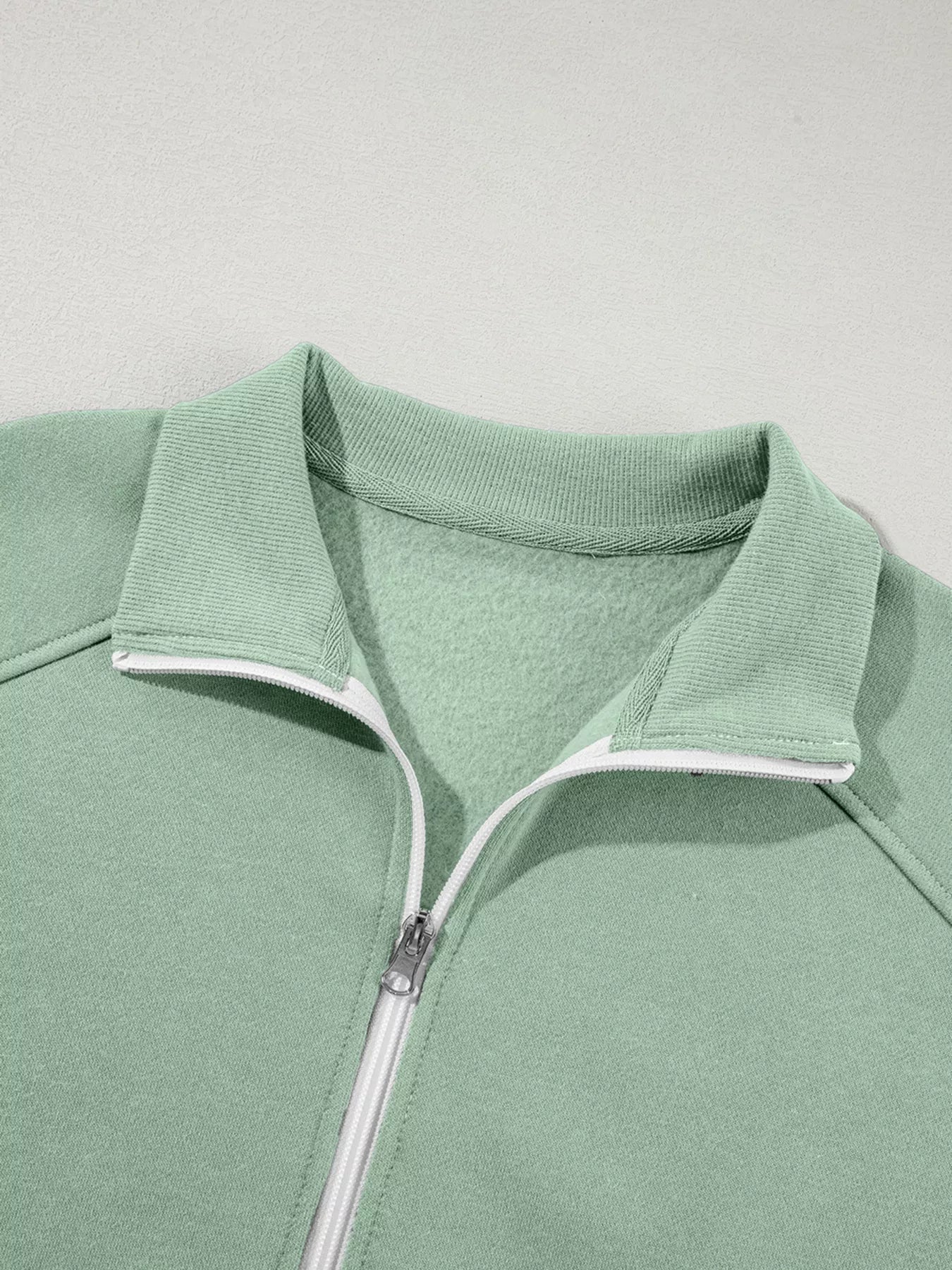 Drop Shoulder Zip Up Jacket and Drawstring Pants Active 2pcs Set - Bratty Luxe