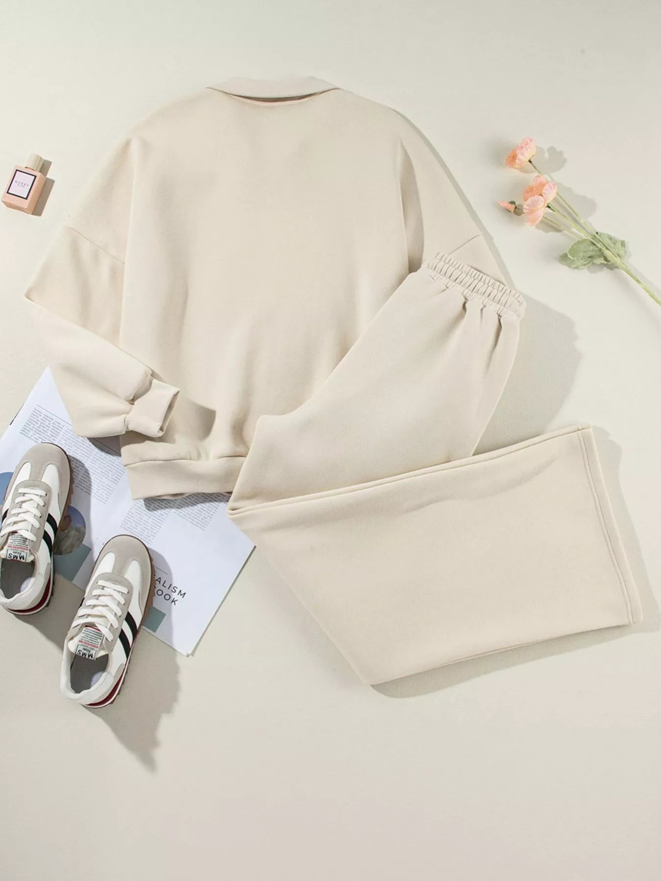 Drop Shoulder Zip Up Jacket and Drawstring Pants Active 2pcs Set - Bratty Luxe