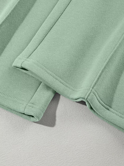 Drop Shoulder Zip Up Jacket and Drawstring Pants Active 2pcs Set - Bratty Luxe