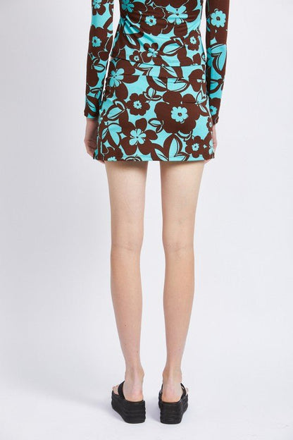 FLORAL PRINT MIN SKIRT WITH SLIT - Bratty Luxe