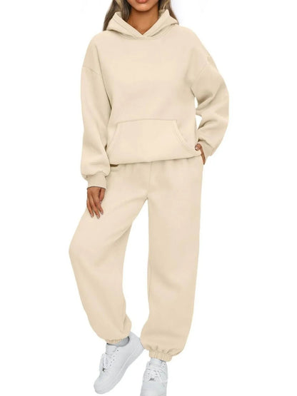 Full Size Kangaroo Pocket Hoodie and Joggers Set Plus Size - Bratty Luxe