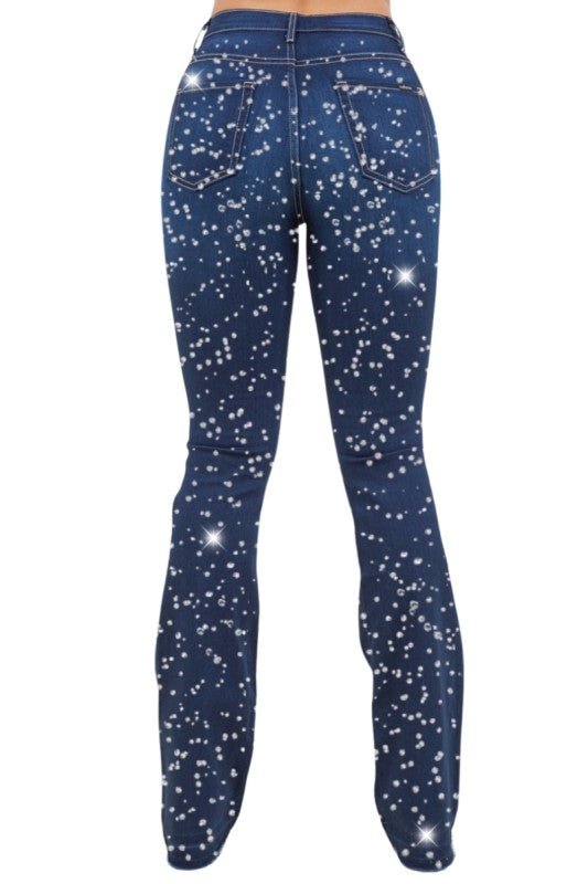 Galaxy Glow Rhinestone Boot Cut Jean - Bratty Luxe