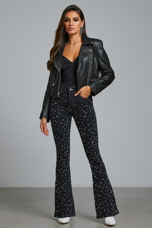 Galaxy Glow Rhinestone Boot Cut Jean - Bratty Luxe