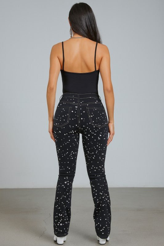 Galaxy Glow Rhinestone Boot Cut Jean - Bratty Luxe
