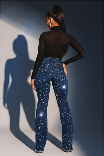 Galaxy Glow Rhinestone Boot Cut Jean - Bratty Luxe