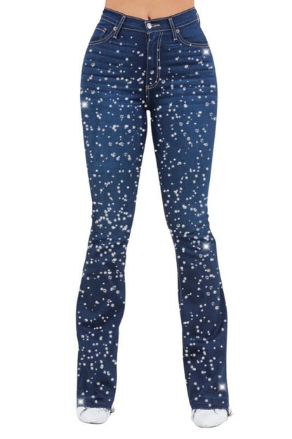 Galaxy Glow Rhinestone Boot Cut Jean - Bratty Luxe