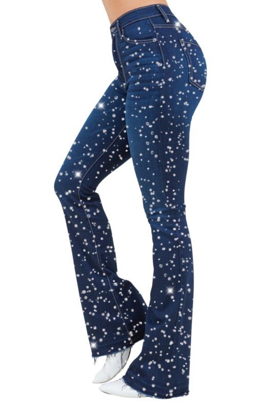 Galaxy Glow Rhinestone Boot Cut Jean - Bratty Luxe