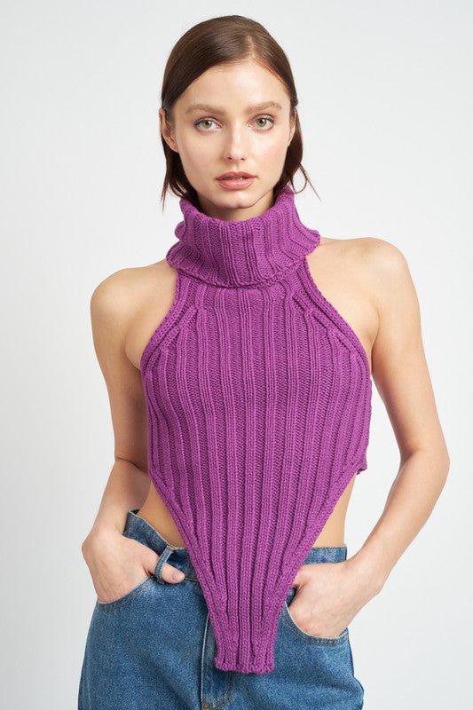 KNIT TURTLE NECK TOP - Bratty Luxe