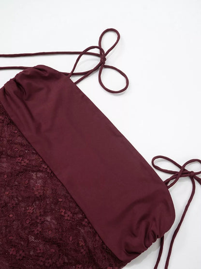 Lace Cutout Tie Shoulder Maxi Dress - Bratty Luxe