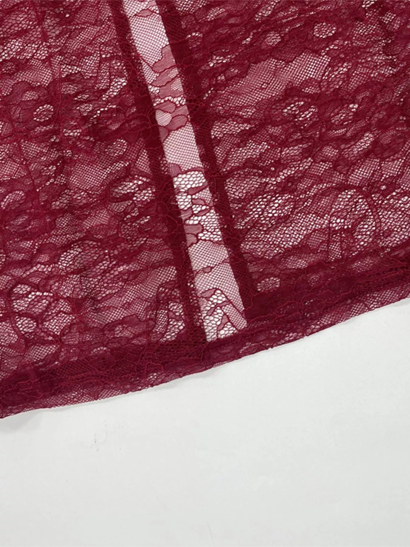 Lace Sheer Mock Neck Long Sleeve Maxi Dress - Bratty Luxe