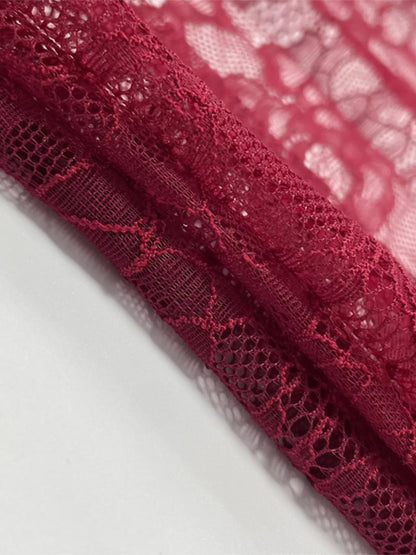 Lace Sheer Mock Neck Long Sleeve Maxi Dress - Bratty Luxe