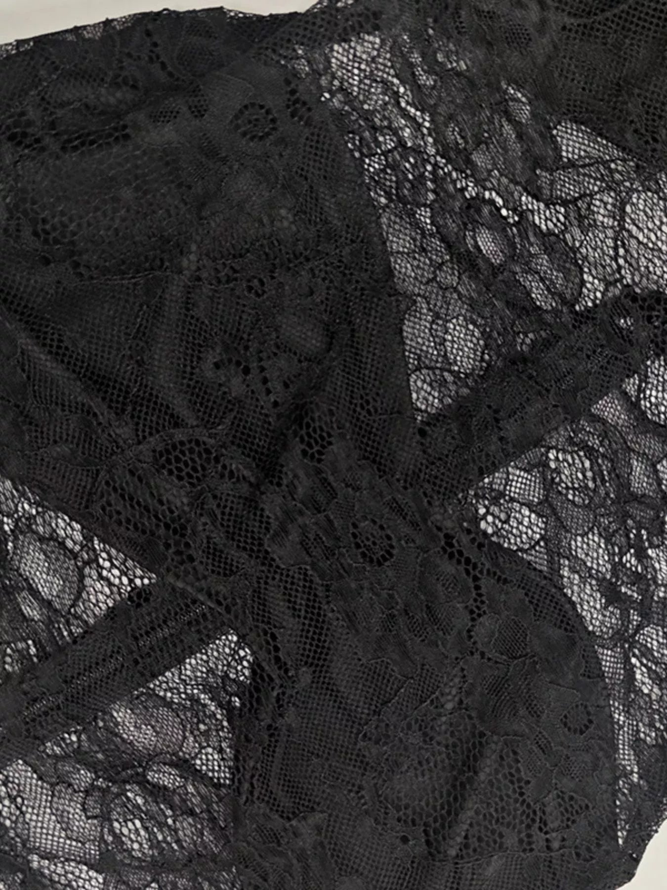 Lace Sheer Mock Neck Long Sleeve Maxi Dress - Bratty Luxe