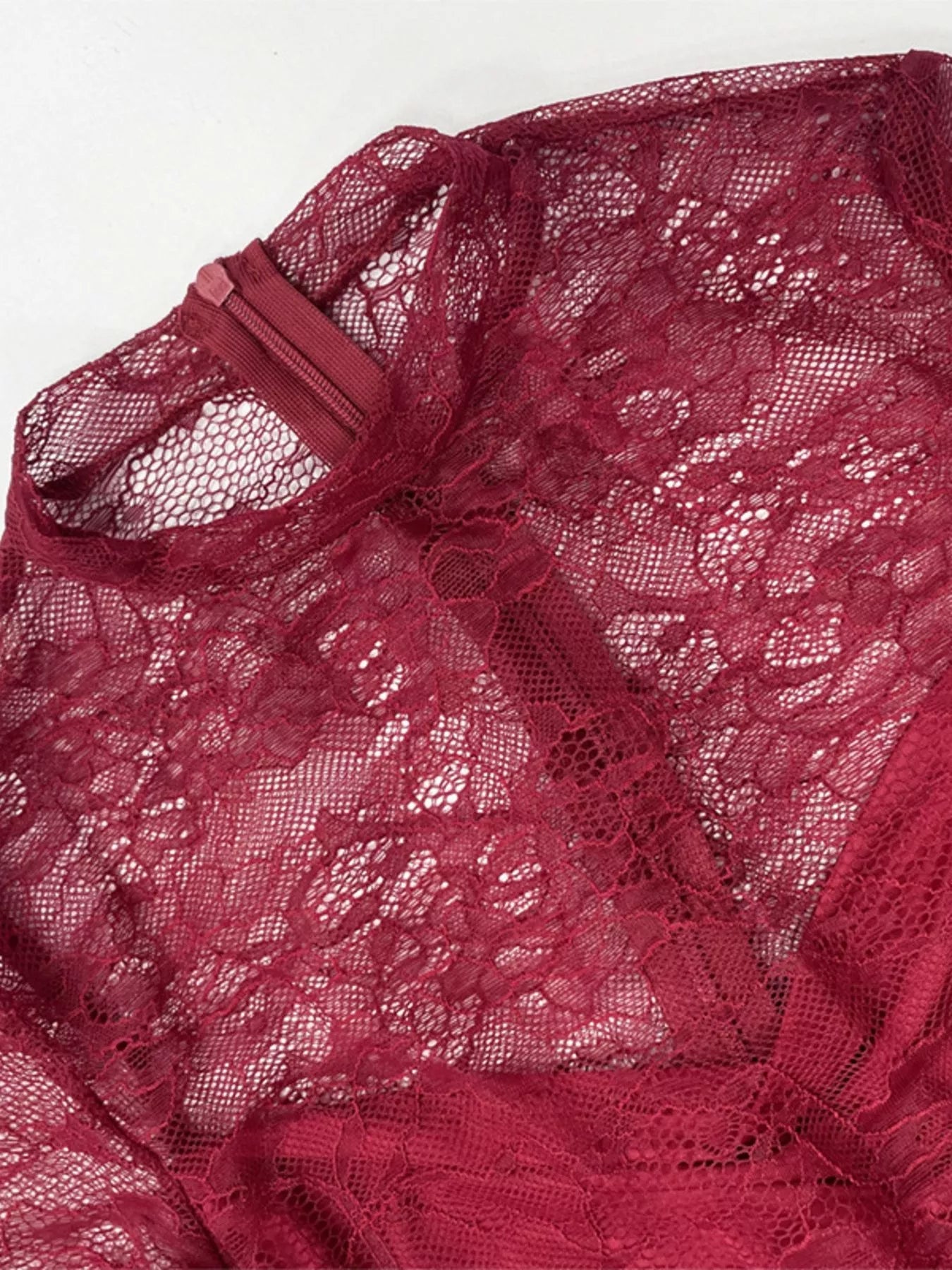 Lace Sheer Mock Neck Long Sleeve Maxi Dress - Bratty Luxe