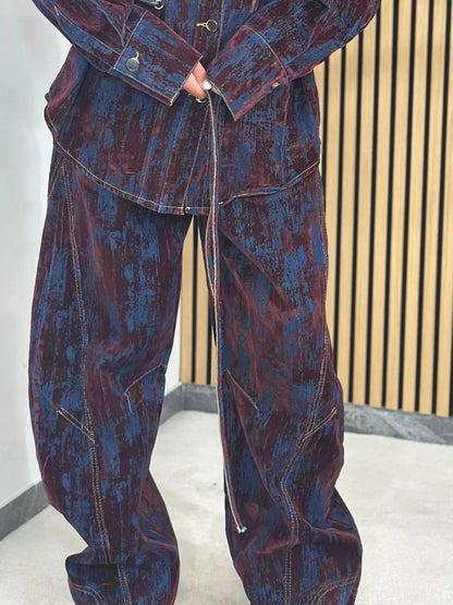 Lace Up Button Up Jacket and Jeans Denim Set - Bratty Luxe