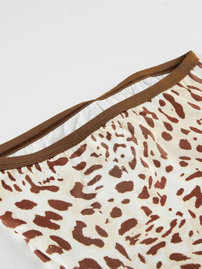 Leopard Print Strapless Top and Skirt Two - Piece Set - Bratty Luxe