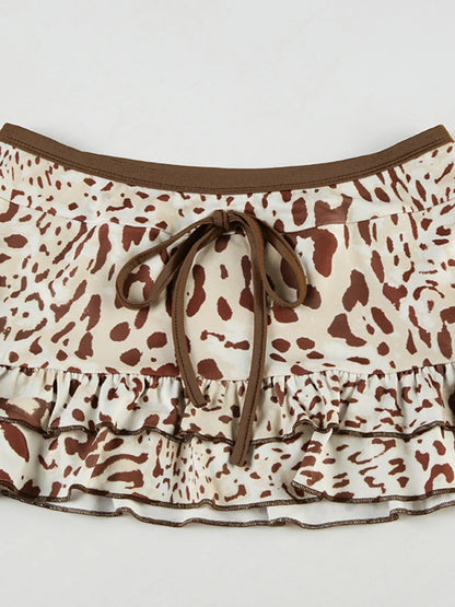 Leopard Print Strapless Top and Skirt Two - Piece Set - Bratty Luxe