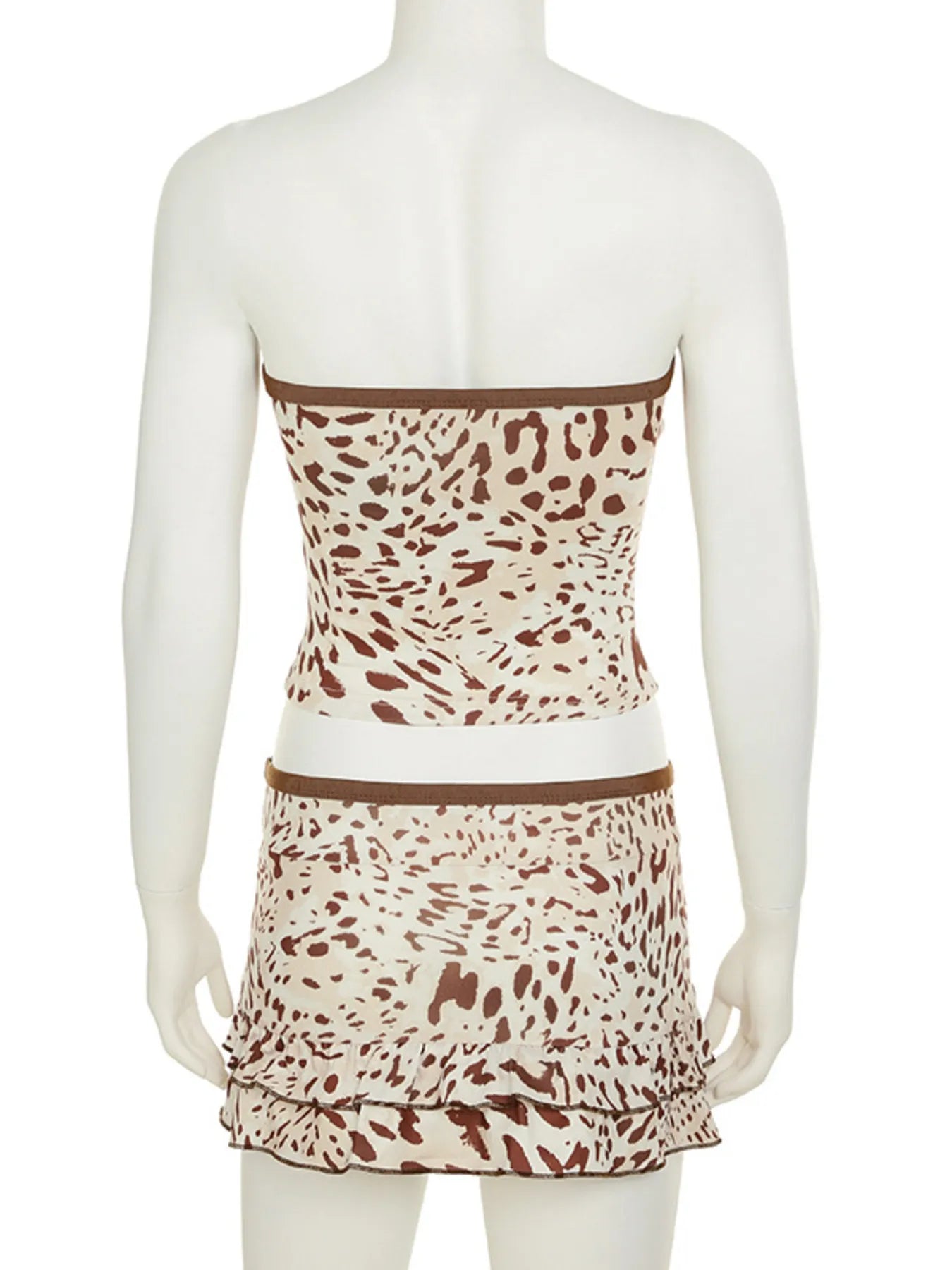 Leopard Print Strapless Top and Skirt Two - Piece Set - Bratty Luxe
