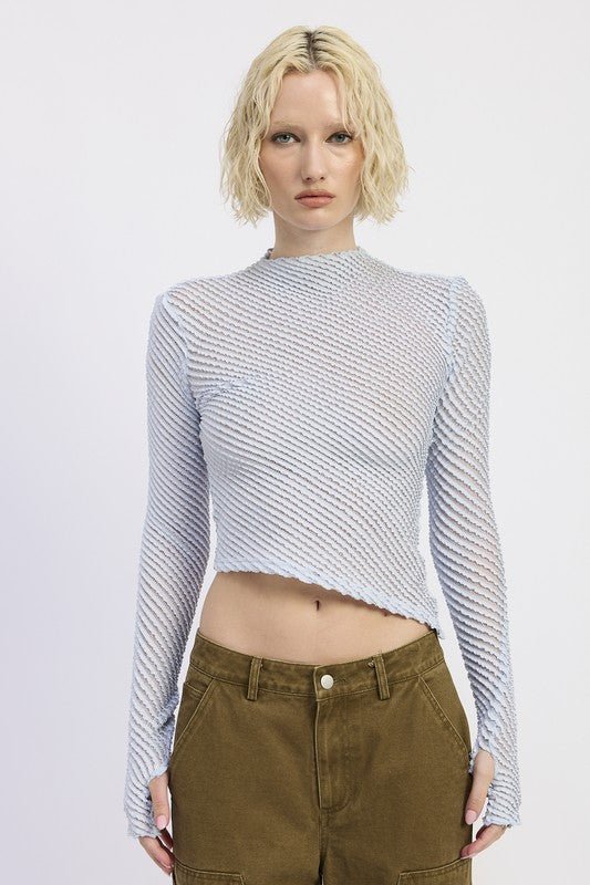 LONG SLEEVE BOAT NECK TOP - Bratty Luxe