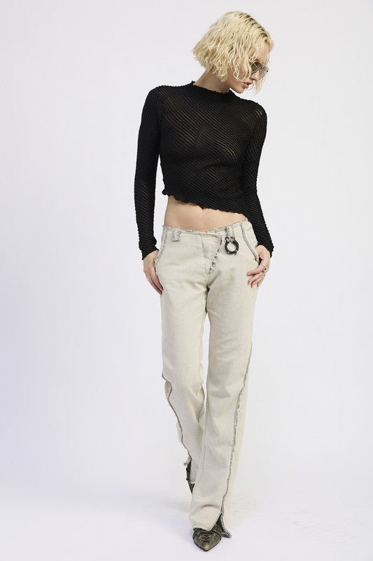 LONG SLEEVE BOAT NECK TOP - Bratty Luxe