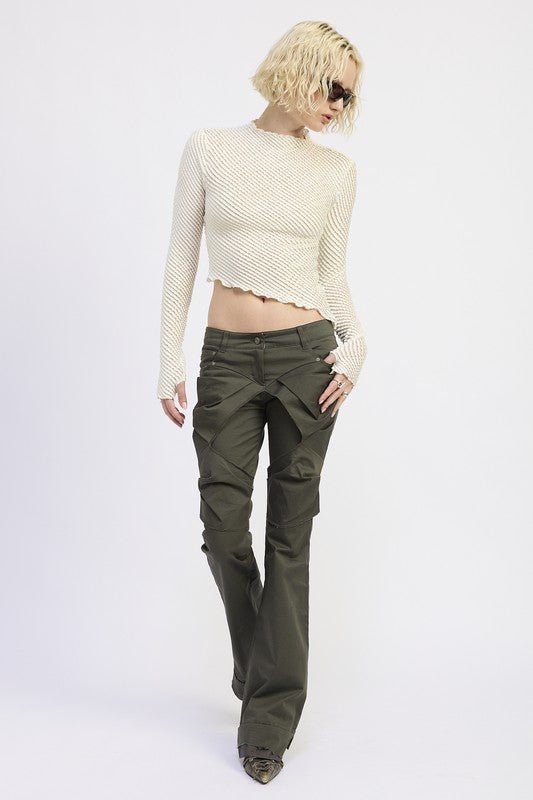 LONG SLEEVE BOAT NECK TOP - Bratty Luxe