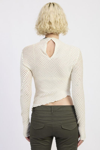 LONG SLEEVE BOAT NECK TOP - Bratty Luxe