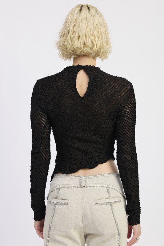 LONG SLEEVE BOAT NECK TOP - Bratty Luxe