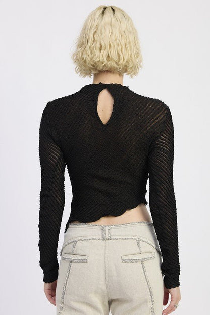 LONG SLEEVE BOAT NECK TOP - Bratty Luxe