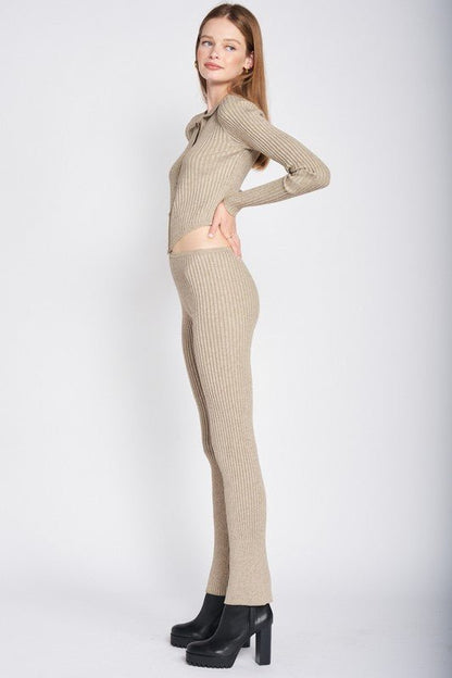 LONG SLEEVE BUTTON UP JUMPSUIT WITH SIDE CUT OUTS - Bratty Luxe