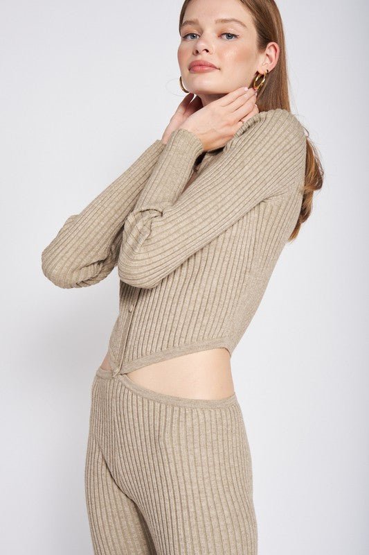 LONG SLEEVE BUTTON UP JUMPSUIT WITH SIDE CUT OUTS - Bratty Luxe